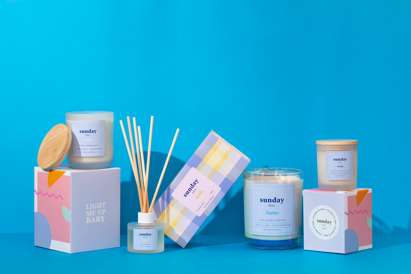 the sunday blue candle collection